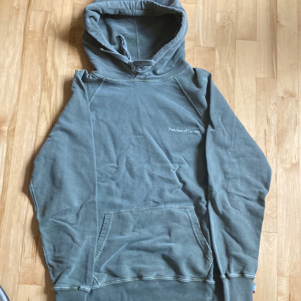 Washed Vintage Green Pullover Sweatshirt with Hood